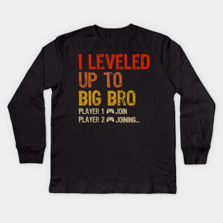 I leveled Up To Big Bro Player 2 Joining... Kids Long Sleeve T-Shirt